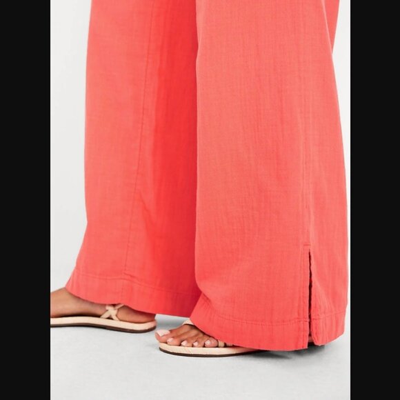 Old Navy High-Waisted Crinkle Gauze Super Wide-Leg Pants in Coral (M) NWT! - Picture 4 of 13
